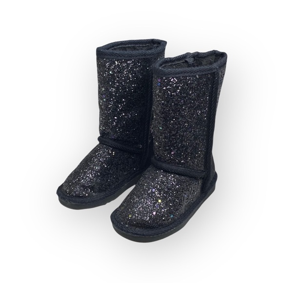 new Fab Kids ❁ JustFab FabKids Glitter Fuzzy Ugg Boot Boots ❁ Black ❁ 7 Toddler - Picture 9 of 16